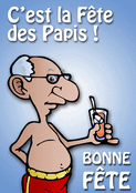 Papi en maillot de bain et cocktail